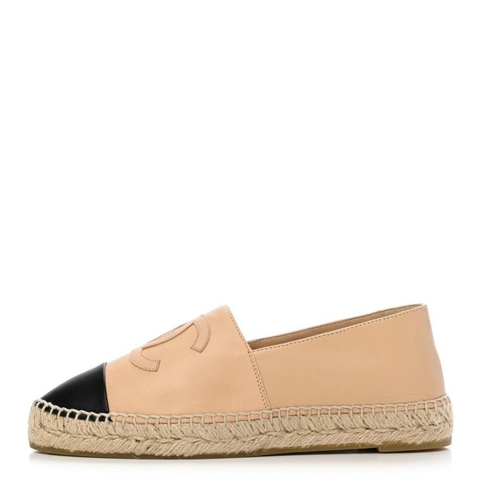 SOLD NWT Chanel Beige and Black Espadrilles Wedges